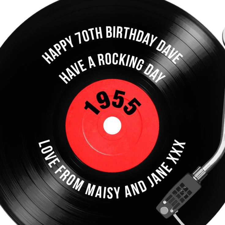 Personalised 70th Birthday Retro Record Cushion product image