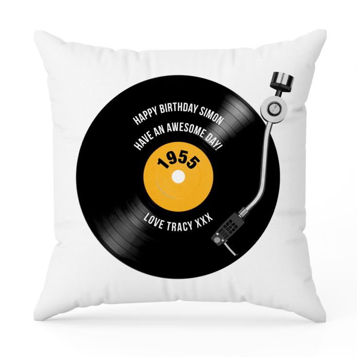 Personalised 70th Birthday Retro Record Cushion product image