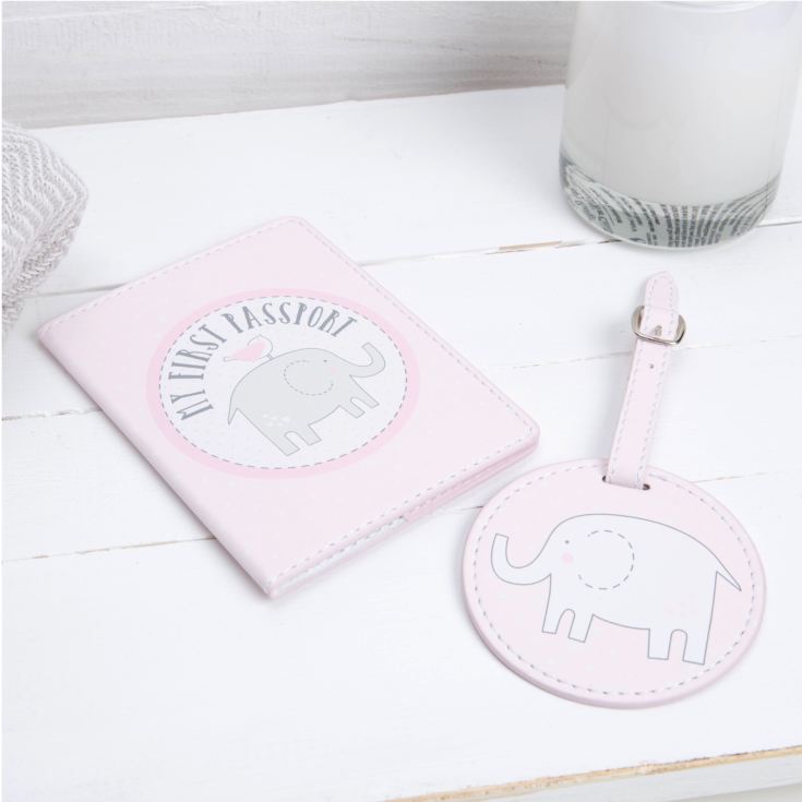 Petit Cheri Passport Holder & Luggage Tag Set - Pink product image