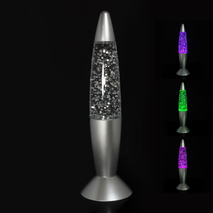 Colour Change Silver Glitter Lamp 36cm product image