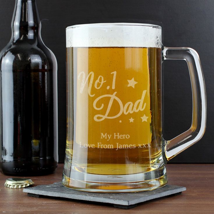Personalised No.1 Dad Glass Pint Stern Tankard product image