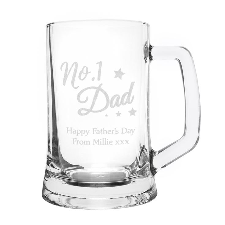Personalised No.1 Dad Glass Pint Stern Tankard product image