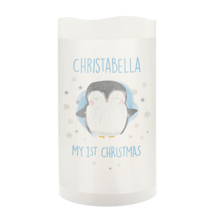 Personalised 1st Christmas Penguin LED Candle product image