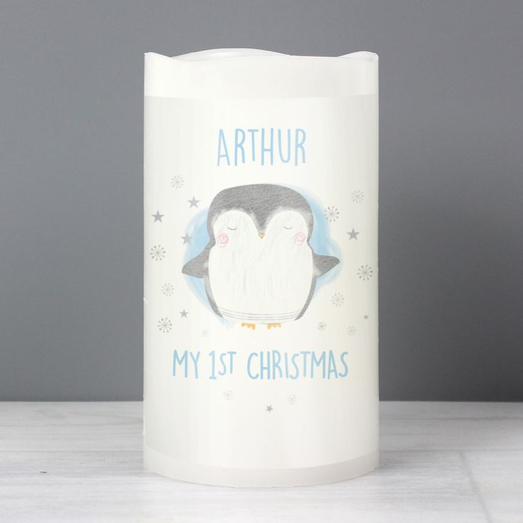 Personalised 1st Christmas Penguin LED Candle product image