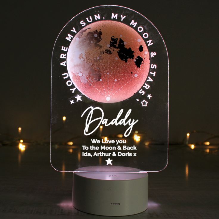 Personalised Sun Moon & Stars LED Colour Changing Night Light product image