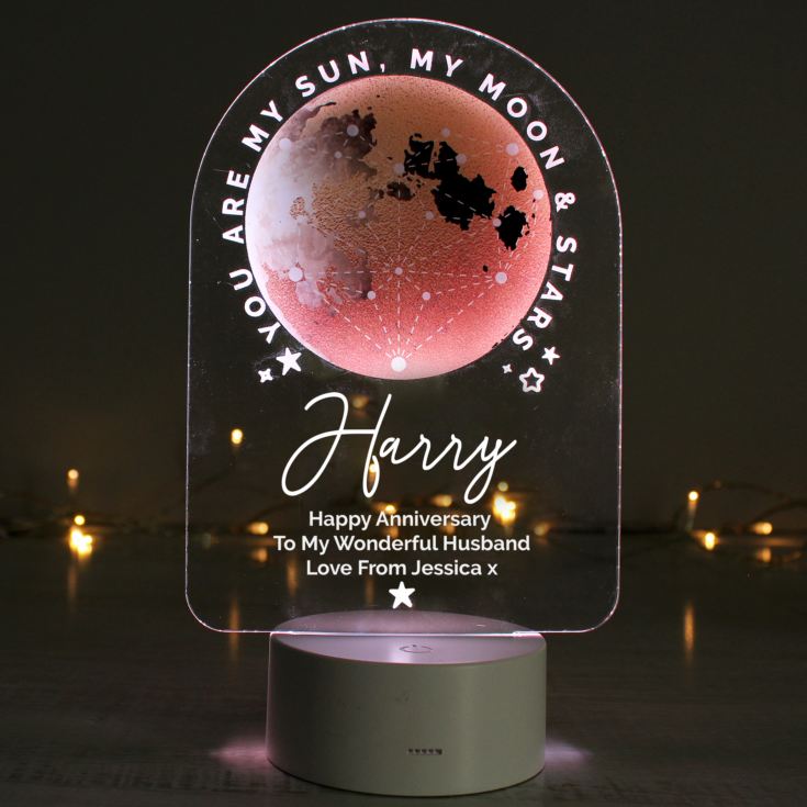 Personalised Sun Moon & Stars LED Colour Changing Night Light product image