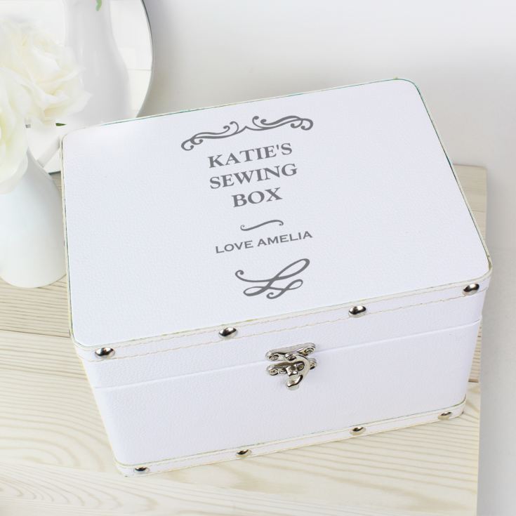 Personalised Antique Scroll White Leatherette Keepsake Box | The Gift ...