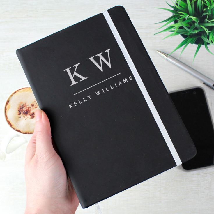 Personalised Initials Black Hardback Notebook product image