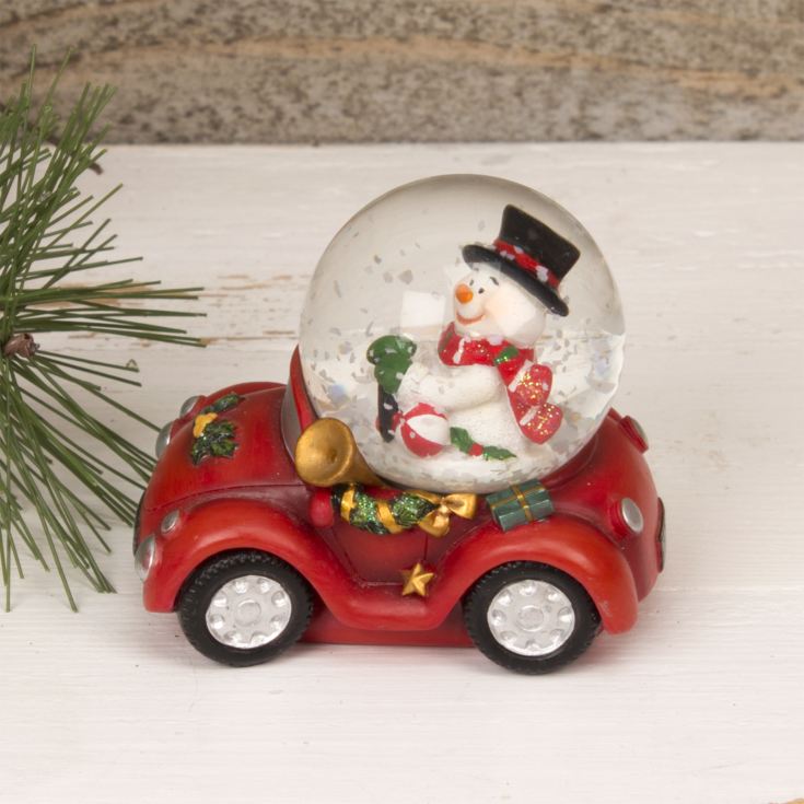 Resin Snowglobe - Snowman In Car product image