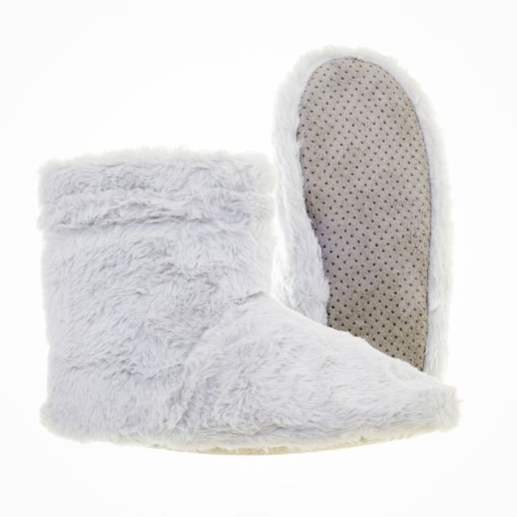 Grey Faux Fur Microwaveable Slipper Boots product image