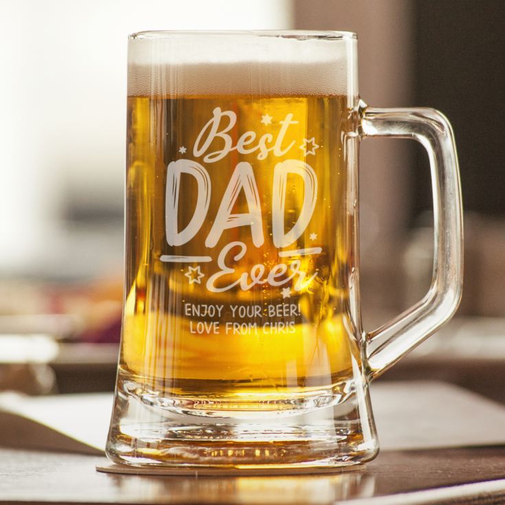 Personalised Best Dad Ever Glass Stern Tankard