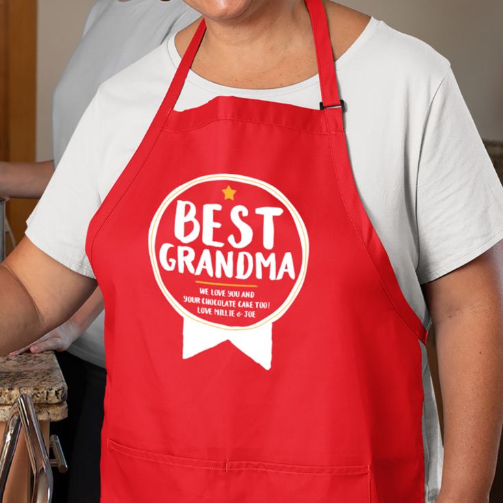 Personalised Best Grandma Red Apron product image