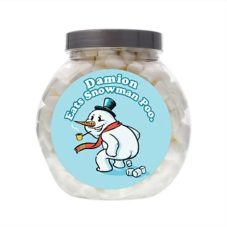 Personalised Jar of Christmas Snowman Poo Sweets product image