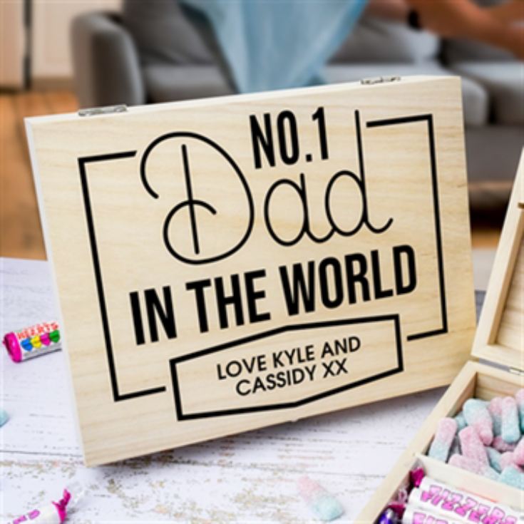 Personalised No.1 Dad Wooden Sweet Box product image
