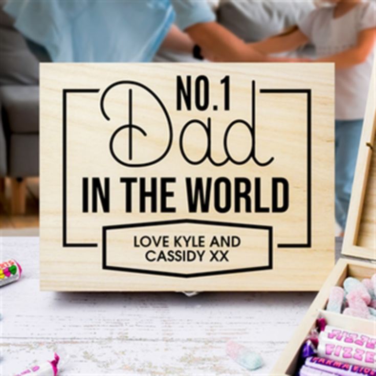 Personalised No.1 Dad Wooden Sweet Box product image
