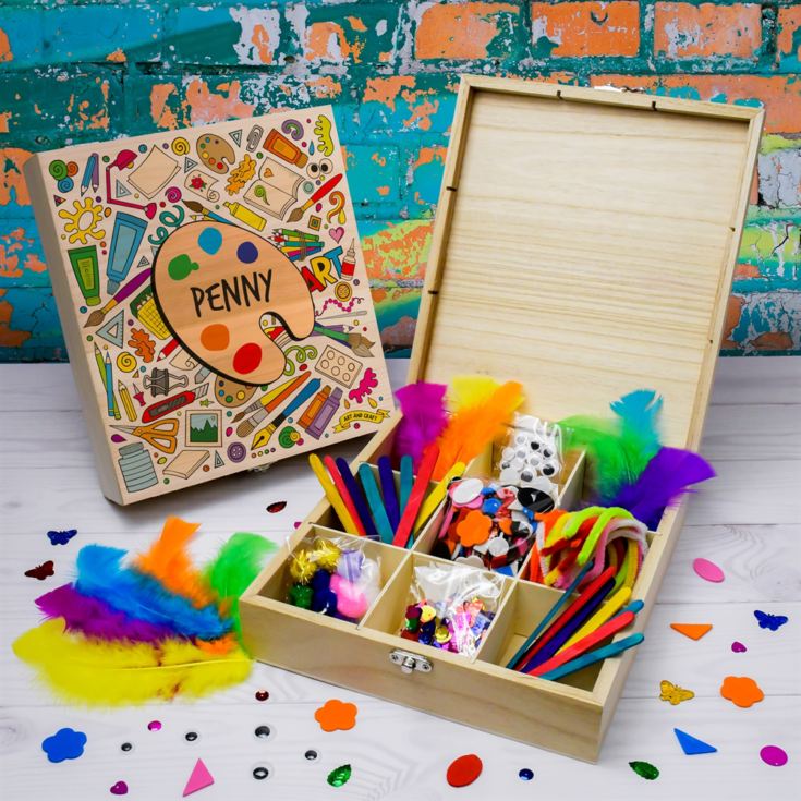 Personalised Kids Filled Wooden Craft Box product image