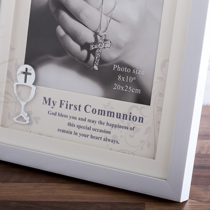 White My First Communion Frame With Mount And Icon