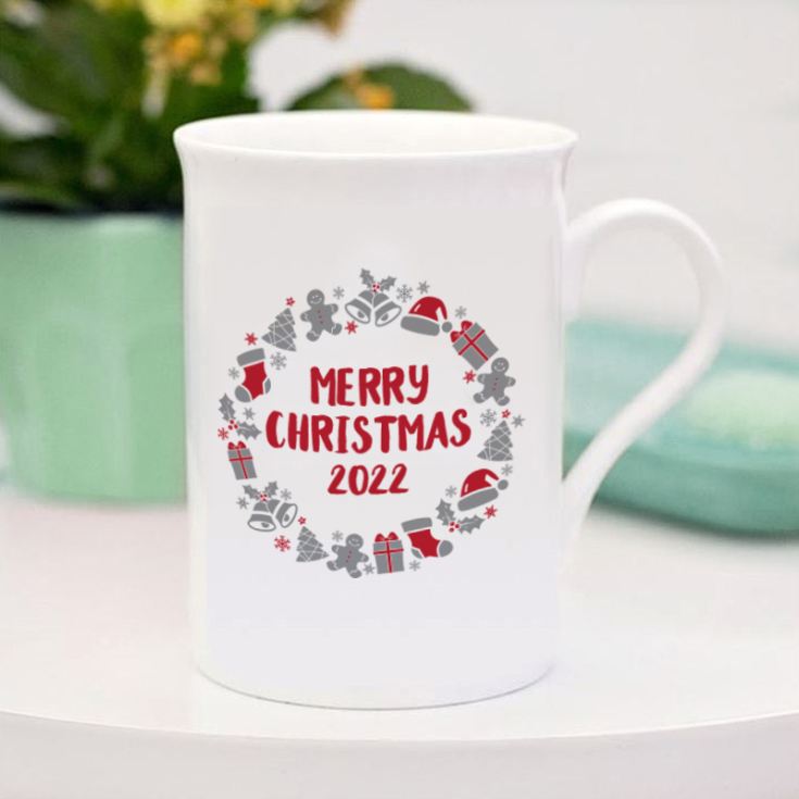 Personalised Merry Christmas Bone China Mug product image