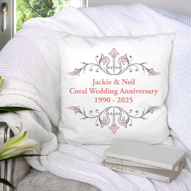 Personalised Coral Anniversary Cushion product image