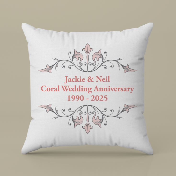 Personalised Coral Anniversary Cushion product image