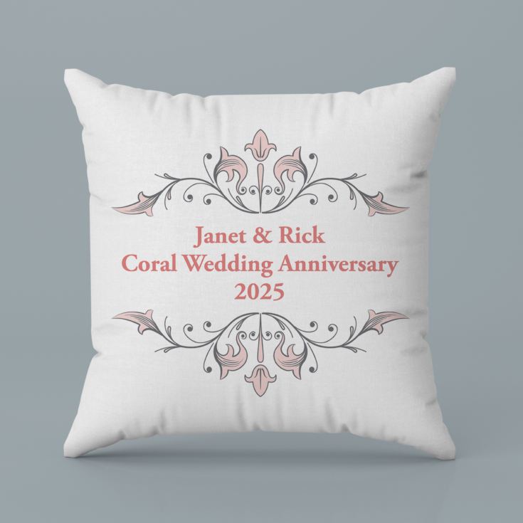 Personalised Coral Anniversary Cushion product image