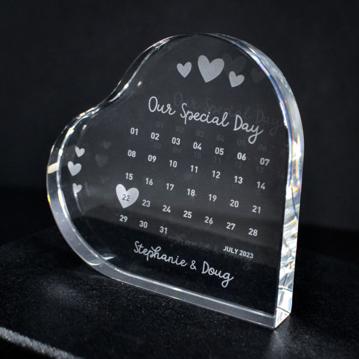 Personalised Engraved Special Date Calendar Crystal Heart product image