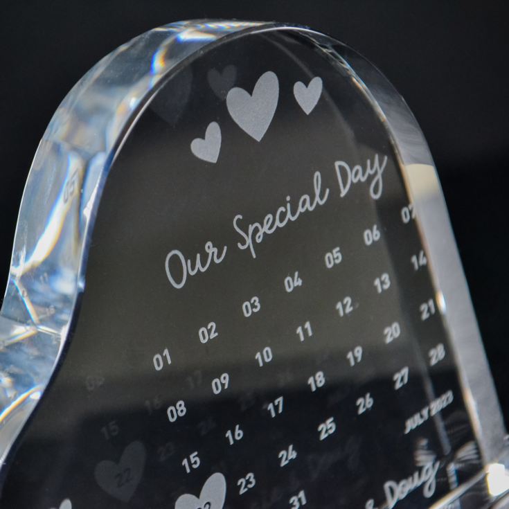 Personalised Engraved Special Date Calendar Crystal Heart product image