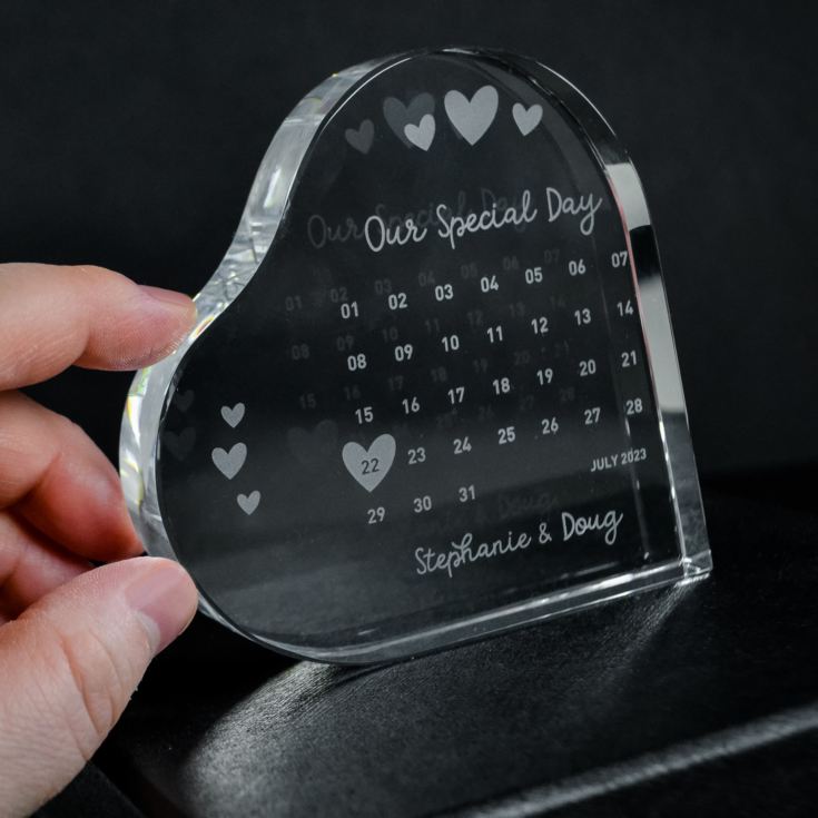 Personalised Engraved Special Date Calendar Crystal Heart product image