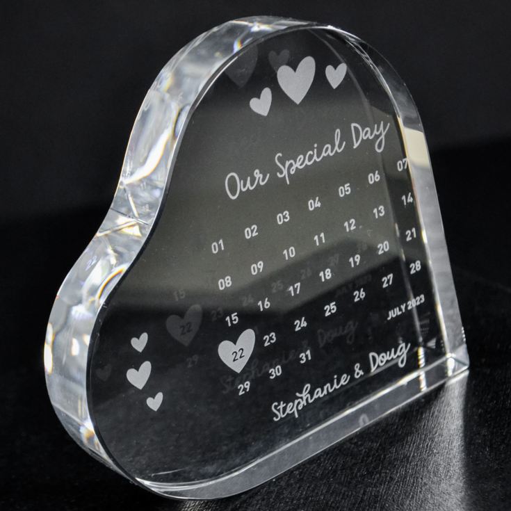 Personalised Engraved Special Date Calendar Crystal Heart product image