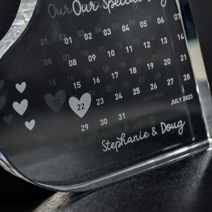 Personalised Engraved Special Date Calendar Crystal Heart product image