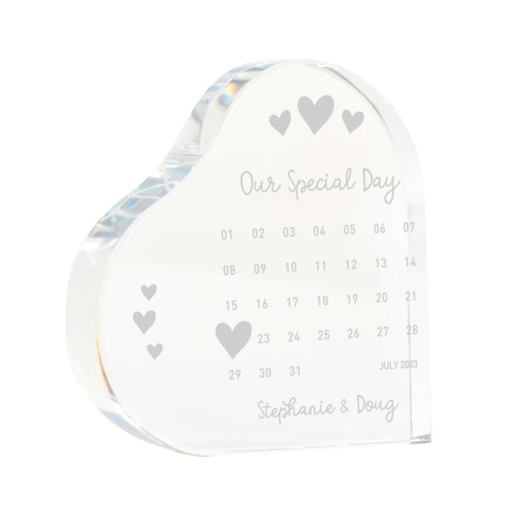 Personalised Engraved Special Date Calendar Crystal Heart product image