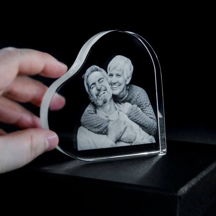 Personalised Engraved Photo Crystal Heart product image