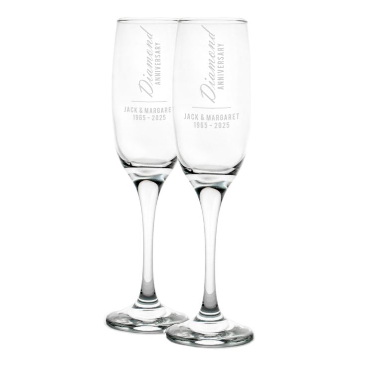 Personalised Diamond Anniversary Champagne Flutes product image