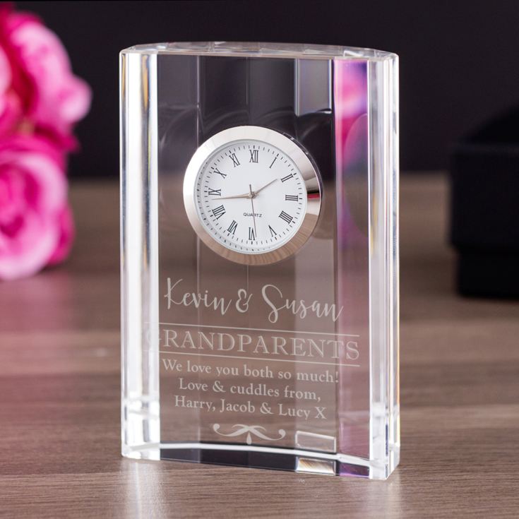 Engraved Grandparents Crystal Mantel Clock | The Gift Experience