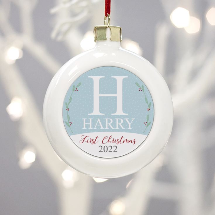 Personalised First Christmas Initial Bauble 