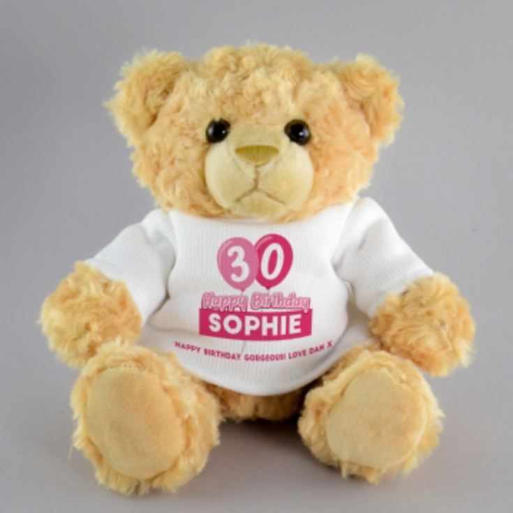 Personalised 30th Birthday Balloon Teddy Bear product image