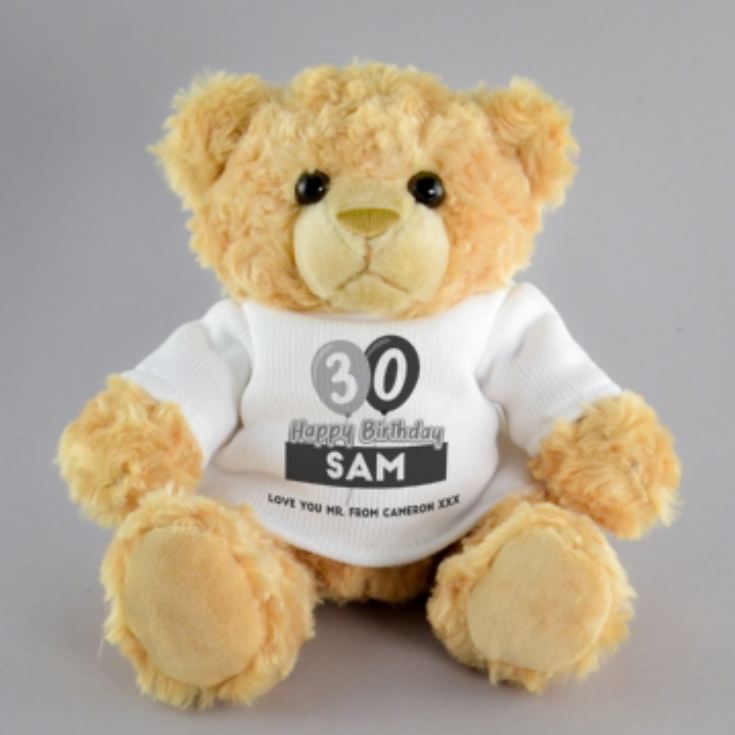 Personalised 30th Birthday Balloon Teddy Bear product image