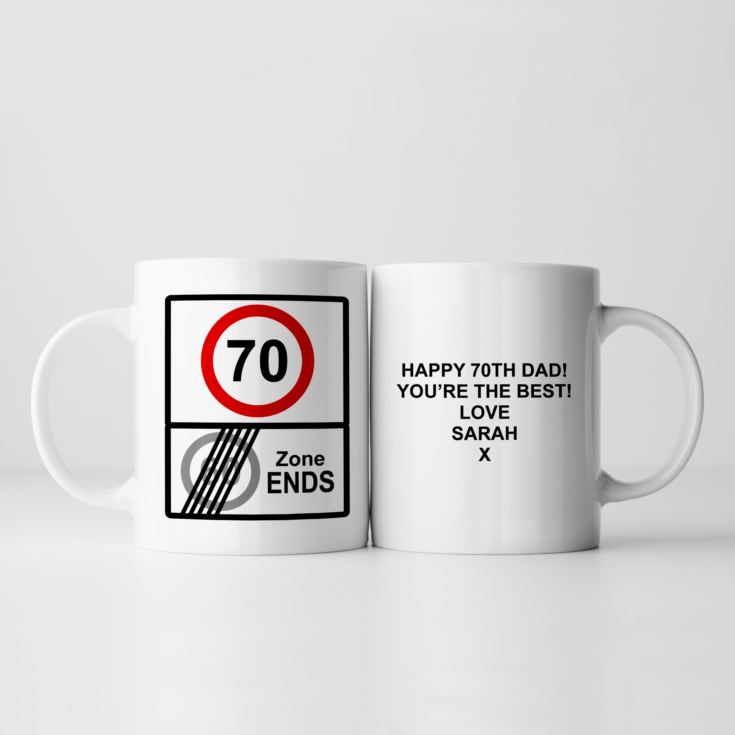 Personalised Zone Ends 70th Birthday Mug product image