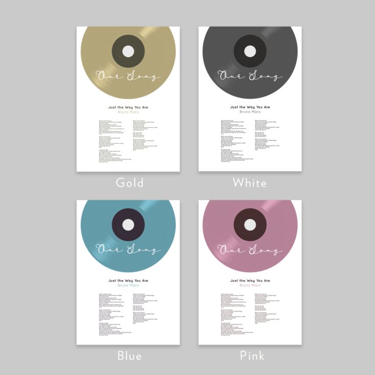 Personalised Vinyl Song Lyrics Print product image