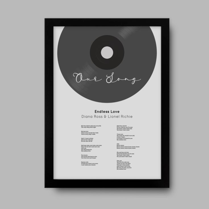 Personalised Vinyl Song Lyrics Print product image