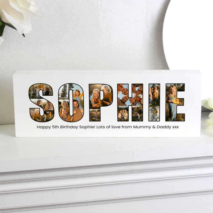 Personalised Photo Name Wooden Mantel Block product image