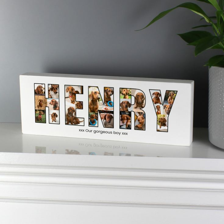 Personalised Photo Name Wooden Mantel Block product image