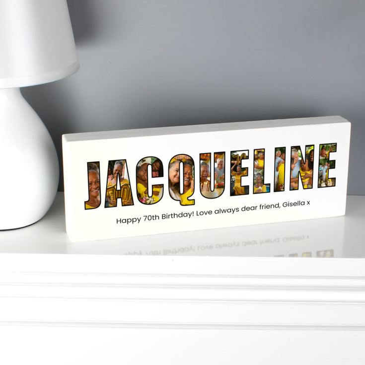 Personalised Photo Name Wooden Mantel Block product image