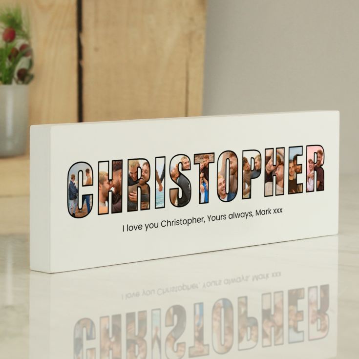 Personalised Photo Name Wooden Mantel Block product image