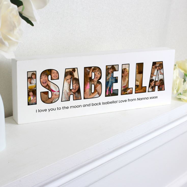 Personalised Photo Name Wooden Mantel Block product image