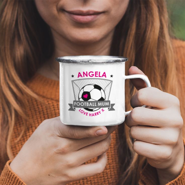 Personalised Football Mum Enamel Mug product image