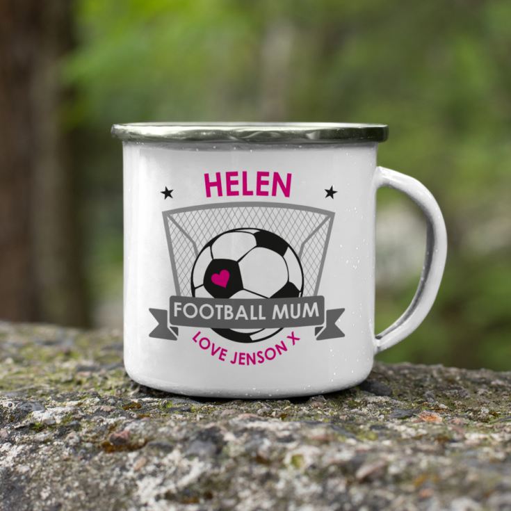 Personalised Football Mum Enamel Mug product image