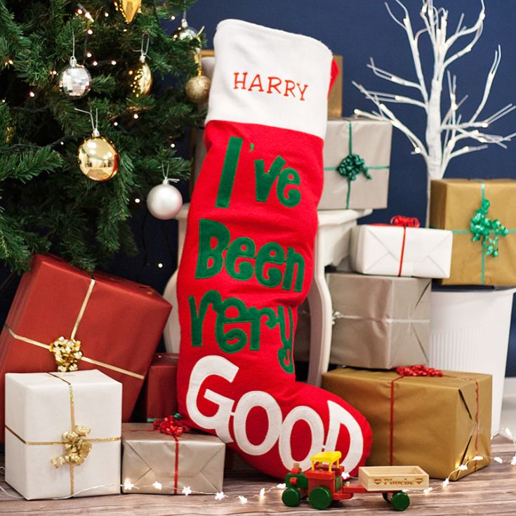 Personalised Embroidered Giant Ive Been Good Christmas Stocking The T Experience