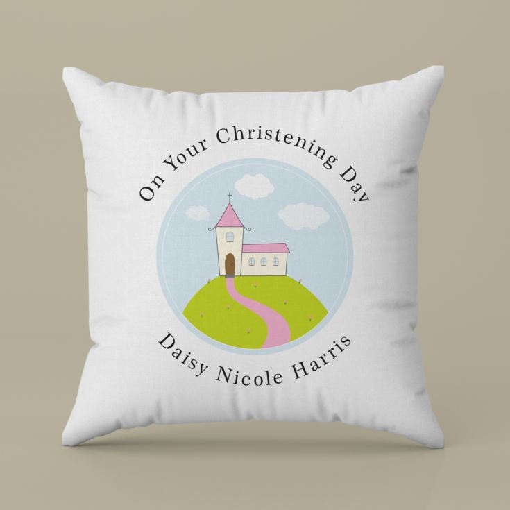 Personalised Girls Christening Cushion product image