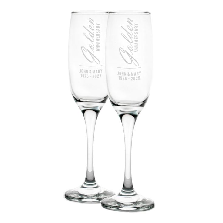 Personalised Golden Anniversary Champagne Flutes product image